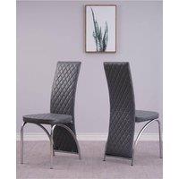 Modernique Set of 4 High Back Faux Leather Dining Chairs with Chrome Frame in Grey