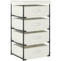 Berkfield Home Storage Rack with 4 Fabric Baskets Steel Cream in Beige