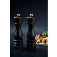 Cole & Mason London Chocolate Wood Salt & Pepper Mill Set 220mm in Black