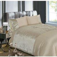 Rapport Home Velvet Plain Polyester Duvet Cover Set with Pillowcase in Natural | Size: Super King