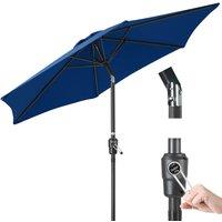 Christow 2.4m Tilting Garden Parasol Outdoor Umbrella Crank Patio Sunshade in Navy