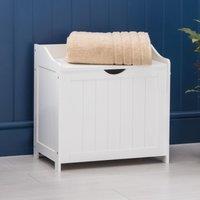 Christow White Laundry Box Wooden Bathroom Storage Basket Linen Clothes Chest