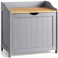 Christow Wooden Laundry Box Bin Grey Bamboo Bathroom Storage Basket Linen Chest