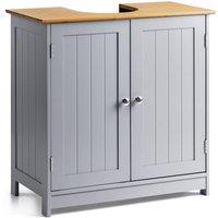 Christow Bathroom Under Sink Cabinet Grey Bamboo Wooden Storage Cupboard Unit