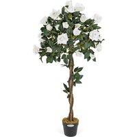 Christow Artificial Rose Tree Potted Indoor Outdoor Wedding Flower Decoration in Beige | Size: 4ft
