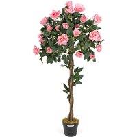 Christow Artificial Rose Tree Potted Indoor Outdoor Wedding Flower Decoration in Pink | Size: 4ft