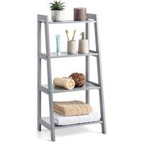 Christow Ladder Shelf Unit 4 Tier Storage Display Stand Rack Home Bathroom in Grey
