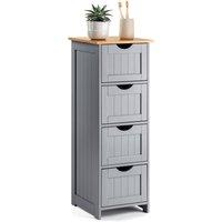 Christow Grey Bathroom Drawer Unit Floor Storage Cabinet With Bamboo Top 82cm