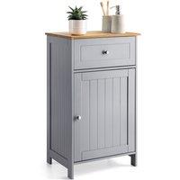 Christow Grey Bathroom Drawer Unit Storage Cupboard Cabinet With Bamboo Top