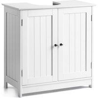 Christow Bathroom Under Sink Cabinet Wooden White 2 Door Storage Cupboard Unit