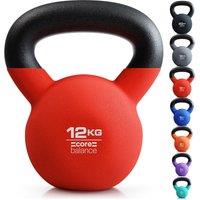 Core Balance Cast Iron Kettlebell Weight Neoprene Coated Home Gym Fitness 4-20kg in Red | Size: 12kg