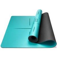 Core Balance Rubber Yoga Mat With Body Alignment Lines Non Slip Extra Wide in Teal