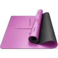 Core Balance Rubber Yoga Mat With Body Alignment Lines Non Slip Extra Wide in Purple