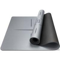 Core Balance Rubber Yoga Mat With Body Alignment Lines Non Slip Extra Wide in Grey