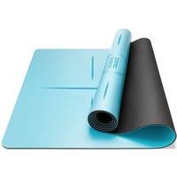 Core Balance Rubber Yoga Mat With Body Alignment Lines Non Slip Extra Wide in Blue