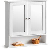 Christow Bathroom Mirrored Cabinet Wooden Double Wall Mounted Storage Unit in White