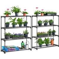 Christow Greenhouse Pair Staging 4 Tier Garden Shelving Plant Stand Rack 107.5cm x 90cm x 30cm in Black | Size: 107.5 cm x 90 cm x 30 cm