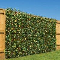 Christow Expanding Artificial Leaf Flower Trellis Garden Screening 1m x 2m in Yellow