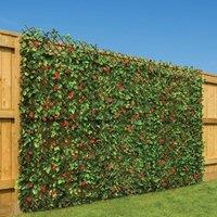 Christow Expanding Artificial Leaf Flower Trellis Garden Screening 1m x 2m in Red