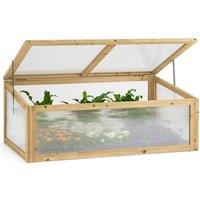 Christow Wooden Cold Frame Greenhouse Polycarbonate Panels Raised Beds in Natural | Size: Large