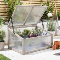 Christow Wooden Cold Frame Greenhouse Polycarbonate Panels Raised Beds in Grey | Size: Large