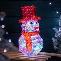 Christow Christmas Snowman Light Iridescent LED Indoor Decoration Remote with Timer 40cm