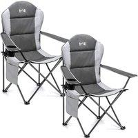 Trail Outdoor Leisure Padded Camping Chair High Back Portable Folding Outdoor Seat Trail (Twin Pack) in Grey