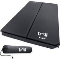 Trail Outdoor Leisure Double Camping Mat Self Inflating Inflatable Camp Roll Mattress With Bag Trail in Black