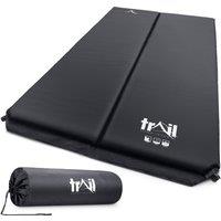 Trail Outdoor Leisure Double Camping Mat Self Inflating Inflatable Roll Mattress Extra Thick 5cm Trail in Black
