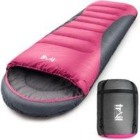 Trail Outdoor Leisure Trail Alpine 400 Hooded Envelope Sleeping Bag 3 4 Season Camping Carry Bag in Pink