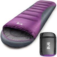 Trail Outdoor Leisure Trail Alpine 400 Hooded Envelope Sleeping Bag 3 4 Season Camping Carry Bag in Purple