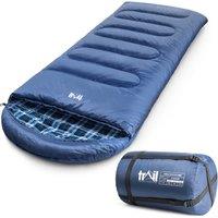 Trail Outdoor Leisure Trail Cotton Sleeping Bag Luxury Flannel Lined 3 to 4 Season Single with Bag in Blue