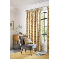 Alan Symonds Skandi Geometric Jacquard Fully Lined Taped Curtains in Yellow | Size: 117 cm width x 183 cm drop