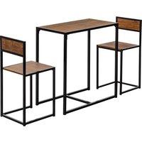 Harbour Housewares 2-Seater Breakfast Bar Set - Metal MDF Space Saving Compact Dinner Set in Brown