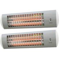 Primrose 1.8kW Wall Mounted Quartz Electric Heater 3 Power Settings Pack of 2 in Silver