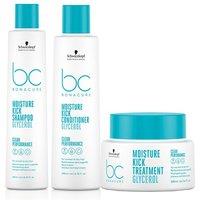 Schwarzkopf BC Clean PACK Moisture Kick Shampoo 250ml, Conditioner 200ml & Treatment 200ml in White