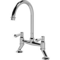 Balterley Traditional Kitchen Bridge Sink Mixer Tap - Chrome White Lever Handles in Silver