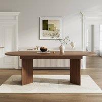 Matteo Walnut Effect Extendable Dining Table - Rounded Corners, Thick Top