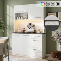 Matteo White Tall Sideboard Cabinet with Integrated Charging & LED Lighting