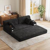 Matteo 2-Seater Corduroy Sleeper Sofa - Black