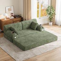 Matteo Green Corduroy 2-Seater Sleeper Sofa - High Back, Storage, No Assembly