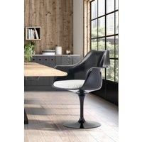 Fusion Living Black Tulip Armchair with PU Cushion in White