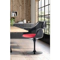 Fusion Living Black Tulip Armchair with Luxurious Cushion in Raspberry