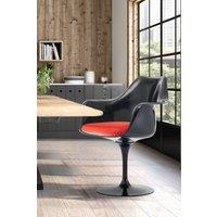 Fusion Living Black Tulip Armchair with PU Cushion in Red