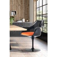 Fusion Living Black Tulip Armchair with PU Cushion in Orange