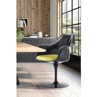 Fusion Living Black Tulip Armchair with Luxurious Cushion in Green