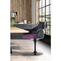 Fusion Living Black Tulip Armchair with Luxurious Cushion in Purple