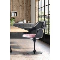 Fusion Living Black Tulip Armchair with Luxurious Cushion in Light Pink
