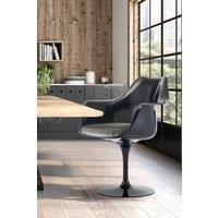 Fusion Living Black Tulip Armchair with PU Cushion in Dark Grey