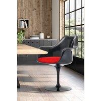Fusion Living Black Tulip Armchair with Textured Cushion in Red